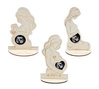 MAIXINNEW 3 Piezas Regalos para Mamá Embarazada de Madera, Marco de Fotos de Madera para el Primer Escaneo del Bebé, Regalos para Mamá Primeriza para Madres Primerizas