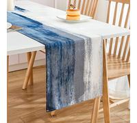 MAIXUN Camino de Mesa Azul y Gris 33x180cm Decoración de Habitaciones del Salón del Hogar Mantel Rectangular Moderno Estilo Vintage Rústico para Cumpleaños Bodas Vacaciones Primavera