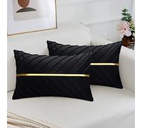 MAIXUN Funda de Cojín Negro 30 x 50 cm Pulgadas Funda de Almohada Cuadrada de Terciopelo Suave Decorativa para Sofá Patio Coche Sala de Estar Dormitorio Decoración del Hogar Juego de 2