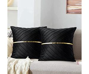 MAIXUN Funda de Cojín Negro 50 x 50 cm Decoración del Hogar Funda de Almohada Cuadrada de Terciopelo Suave Decorativa para Sofá Patio Coche Sala de Estar Dormitorio Sillas Comedor Juego de 2