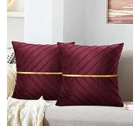 MAIXUN Funda de Cojín Rojo 50 x 50 cm Terciopelo Funda de Almohada Decoración para Silla Sofá Suave Asiento Salón Dormitorio Oficina Cama Coche Juego de 2