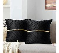 MAIXUN Fundas de Cojín para Sofá 40x40 cm Negro Terciopelo Suaves Funda de Almohada Cuadrado Decorativa para Sofá Cama Hogar Oficina Coche Sala de Estar Dormitorio Interior Exterior Juego de 2