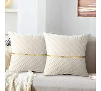 MAIXUN Terciopelo Funda de Cojín 45 x 45 cm Beige Funda de Almohada Decoración para Silla Sofá Suave Asiento Salón Dormitorio Oficina Cama Coche 18 x 18 Inch Juego de 2