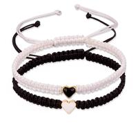 MAIYIDACK Pulseras para parejas, 2 unidades, pulseras ajustables de punto a mano, alma gemela, relación, novio, novia, mejor amigo, amor eterno, joyería de regalo para mujeres y hombres