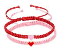 MAIYIDACK Pulseras para parejas, 2 unidades, pulseras ajustables de punto a mano, alma gemela, relación, novio, novia, mejor amigo, amor eterno, joyería de regalo para mujeres y hombres