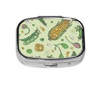 Maíz Guisantes Vainas Frijoles Vainas Alcaparras, Pastillero cuadrado para bolsillo o monedero, pequeño contenedor de pastillas, organizador de pastillas de viaje