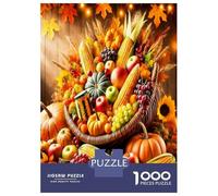 Maíz y Calabaza en otoño 1000 Piezas para Adultos Alegría de la abundancia de la Cosecha Puzzle De Cartón Ecológico-Favorito De Las Familias, Fiesta O Descanso De Oficina, Chulo