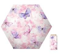 Maizoon Mini paraguas portátiles compactos Protección UV UPF50+ Ligero Impermeable Doble capa Sombrilla Retro Clásico Flor Estilo vintage para mujeres Viaje y uso diario
