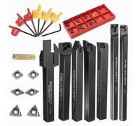 Maizoon Portaherramientas CNC CLCR - Juego de 7 barras de mandrinar de torno de 10 mm + 7 insertos de carburo + 7 llaves para herramienta de torneado de torno DZ17