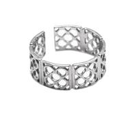 MAJALE - Anillo Mujer Flor de Barcelona - Anillo Panot Dorado Abierto en Acero Inoxidable, Resistente e Hipoalergénico - Recuerdo Ideal, Diseñado en España (Plateado)