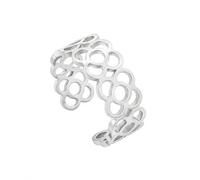 MAJALE - Anillo Mujer Flor de Barcelona Panot Abierto Ajustable en Acero Inoxidable, Resistente e Hipoalergénico, Diseñado en España, Color Plata