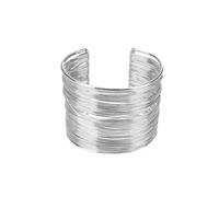 MAJALE Brazalete Ajustable para Mujer en Baño de Plata y Oro 18K - Pulsera Ancha Estilo Esclava, Moda Urbana, Regalo Elegante brazalete Dorado y Plata (Plata)