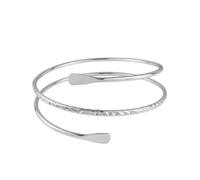 MAJALE - Brazalete de Serpiente Metálico Universal Mujer - Pulsera Acabado rodio- Pulsera Doble Vuelta, Espiral Abierto y Ajustable, Diámetro de 8 cm - Elegancia Vintage (Plateado)