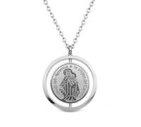 MAJALE_ Collar Medalla Vírgen del Carmen con cadena - Amuletos de Protección - Espiritual - Medalla Religiosa para Hombre y Mujer - Acero Inoxidable (Carmen_ Plata 22mm)
