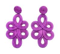 MAJALE Pendientes grandes púrpura para ceremonia - boda rústica, graduación, dama de honor, feria o fiesta - estilo bohemio elegante - diseño artesanal (Púrpura)