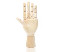 Majatou Modelo de mano de madera, figura de maniquí artístico de 7 pulgadas con dedos articulables, modelo de mano izquierda para dibujar, suministros de arte, joyería, decoración de escritorio