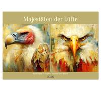 Majestäten der Lüfte. Raubvögel zwischen Himmel und Kunst (Wandkalender 2026 DIN A3 quer), CALVENDO Monatskalender: Edle Greifvögel in moderner Öloptik