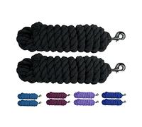 Majestic Ally Paquete de 2 Cuerdas de Plomo de algodón sólido para Caballos y Ganado - 10 pies de Largo y 5/8 Pulgadas (16 mm) de Grosor, reemplazable de Alta Resistencia (Negro)