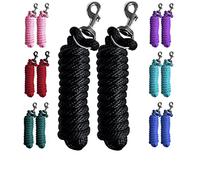 Majestic Ally Paquete de 2 Cuerdas de Polietileno sólido para Caballos y Ganado - 10 pies de Largo y 5/8 Pulgadas de Grosor - reemplazable Resistente Perno Snap (Negro)