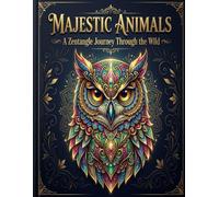 Majestic Animals: A Zentangle Journey Through the Wild: Adult Coloring Book with Intricate Animal Mandalas for Stress Relief and Relaxation