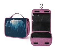 Majestic Bear Pine Trees Mountain - Neceser minimalista de viaje para mujer, organizador de maquillaje colgante con gancho para champú