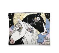 Majestic - Bolsa de maquillaje de caballo mágico, diseño de caballos florales, bolsa de viaje para mujeres, organizador portátil de lona con cremallera, elección perfecta para festivales y uso diario