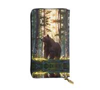 Majestic - Cartera de piel con cremallera de oso marrón, bolsa de mano de 7.5 x 4.1 pulgadas de largo, múltiples compartimentos y gran capacidad, un buen regalo para amigos