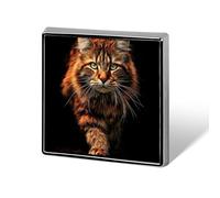 Majestic Cat Walking Forward - Broches y alfileres unisex cuadrados ligeros para solapa, joyería para ropa, chal y sombrero