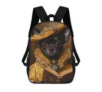 Majestic Chihuahua in Yellow And Gold Renaissance Chihuahua Mochilas Infantiles Mochila Escolar Mochila Impresa En 3D Para Niños Mochilas De Viaje Bolsas Para Libros Mochila Escolar Para Niños 17inch