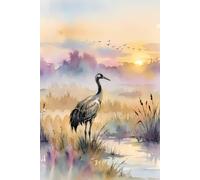 Majestic Crane in Serene Wetland Golden Sunset Journal: a DOT GRID notebook for self-expression