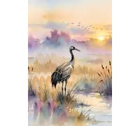 Majestic Crane in Serene Wetland Golden Sunset Journal: a LINED notebook for self-expression