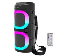 Majestic Fire 9 - Altavoz Bluetooth, 3 Efectos de Luces LED, entradas USB/MicroSD/AUX-IN/Mic, batería Recargable, función TWS, Mando a Distancia, asa y Correa de Transporte