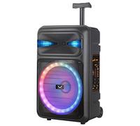 Majestic Fire T5 - Trolley Bluetooth 5.0, Luces LED Multicolor, entradas USB/MicroSD/AUX-IN/Mic, Micrófono, Mando a Distancia, Batería Recargable, Función TWS, Asa y Ruedas de Transporte