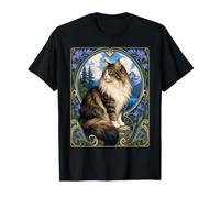 Majestic Gato de Pelo Largo Art Nouveau Mountain Camiseta