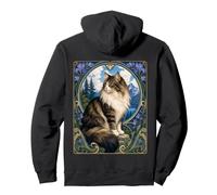 Majestic Gato de Pelo Largo Art Nouveau Mountain Sudadera con Capucha