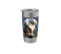 Majestic Gato de pelo largo Art Nouveau Mountain Vaso térmico de acero inoxidable de doble pared