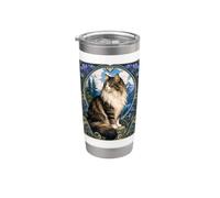 Majestic Gato de pelo largo Art Nouveau Mountain Vaso térmico de acero inoxidable de doble pared