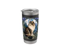 Majestic Gato de pelo largo Art Nouveau Mountain Vaso térmico de acero inoxidable de doble pared