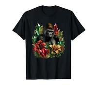 Majestic Gorilla Jungle Crystals Hibiscus Flora Camiseta