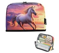 Majestic Horse Running Sunset - Estuche grande para lápices con cremallera, para niñas, aula, decoración para el regreso a clases, suministros de oficina para adultos