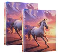 Majestic Horse Sunset - Carpetas naranjas de 1.5 pulgadas, 3 anillos con capacidad para 200 hojas, bonita carpeta de portapapeles con anillos redondos, 12.4 x 10.6 x 2.36 pulgadas, 1 paquete