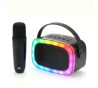 Majestic Kara Ok - Altavoz portátil con micrófono, Funciones Karaoke y Voz mágica, Luces LED, Bluetooth, entradas USB/MicroSD/AUX-IN, batería Recargable, Cable USB para Carga