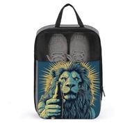 Majestic Lion Holding A Bottle of Beer Shoe Bag for Travel Daily Use Anti-Dust Storage Carrier Golf Shoe Pouch
