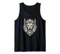 Majestic Lion Tribal Design Poderosa Cabeza de León Ojos Rojos Camiseta sin Mangas