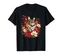 Majestic Maine Coon Cat con Rosas Vintage Camiseta