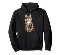 Majestic Maine Coon Cat Retrato en Acuarela Sudadera con Capucha