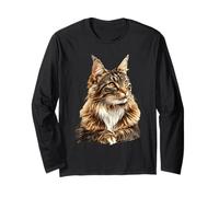 Majestic Maine Coon Gato Felino Animal Retrato Manga Larga
