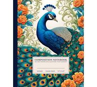 Majestic Peacock Illustration Composition Notebook | Art Nouveau Elegance College-Ruled Notebook: Ornate Peacock Design in Jewel Tones | 110 Pages | ... for Students, Artists, and Nature Lovers