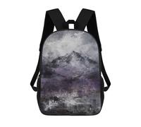 Majestic Peaks - Abstract Mountain Landscape in Gray And Purple Tones Mochila Escolar Para Niños Con Impresión 3D, Mochila Moderna Para Niños Y Niñas, Mochila Informal Para Estudiantes. 17inch