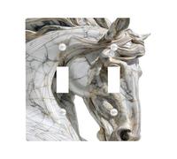 Majestic - Placa de cubierta para interruptor de luz de caballo, elegante diseño de mármol gris para decoración del hogar, placas de pared termoplásticas, doble palanca de tamaño estándar